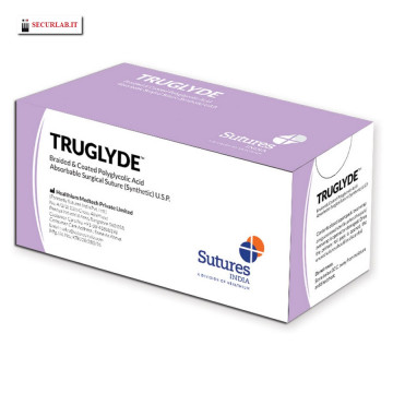 SUTURA ASS. TRUGLYDE calibro 1, curva 1/2, ago 40 mm - 90 cm - viola - Conf.12 pz.