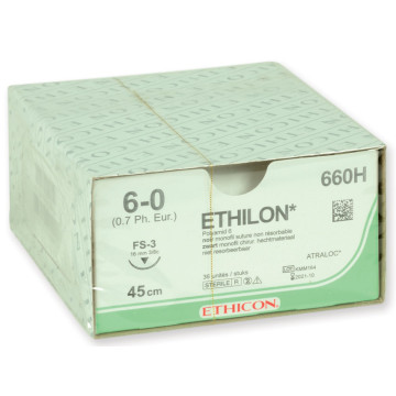SUTURA MONOFILAMENTO ETHICON ETHILON - 6/0 ago 16 mm | Conf. 36 pz