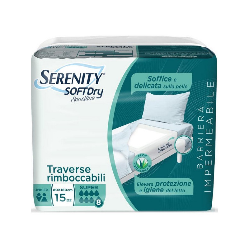 Traversa Assorbente Super Serenity Soft Dry Sensitive - 80x180 - 15 Pezzi
