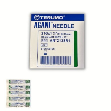 Aghi ipodermici Terumo Agani 21Gx1 1/2" - 0,8x38mm - AN*2138R1 - verde - sterili conf. 100 pz