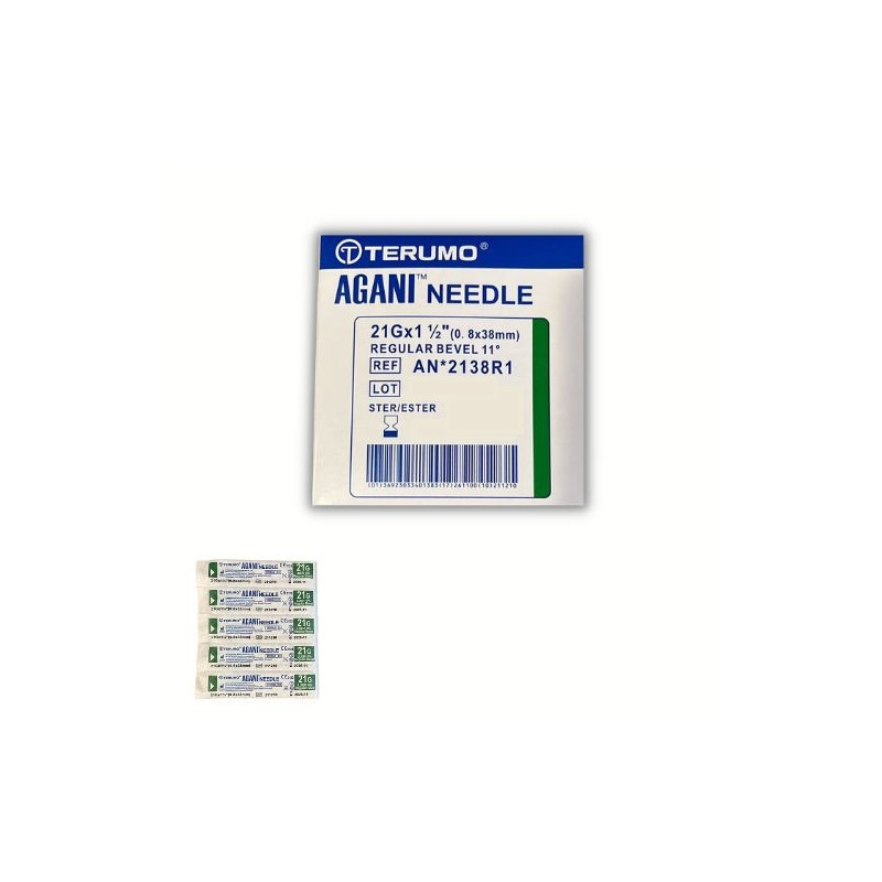 Aghi ipodermici Terumo Agani 21Gx1 1/2" - 0,8x38mm - AN*2138R1 - verde - sterili conf. 100 pz Aghi ipodermici Terumo Agani 21Gx1 1/2" - 0,8x38mm - AN*2138R1 - verde - sterili conf. 100 pz