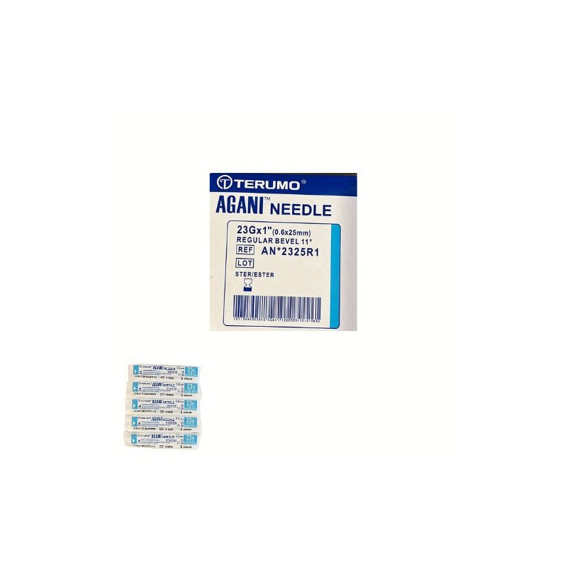 Aghi ipodermici Terumo Agani 23Gx1" - 0,6x25mm - AN*2325R1 - blu - sterili conf. 100 pz Aghi ipodermici Terumo Agani 23Gx1" - 0,6x25mm - AN*2325R1 - blu - sterili conf. 100 pz