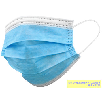 Gisafe mascherina chirurgica filtrante 98% 3 veli tipo iir con elastici - adulti - azzurra - flowpack - conf. 2000 pz.