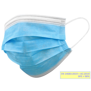 Gisafe mascherina chirurgica filtrante 98% 3 veli tipo iir con elastici - adulti - azzurra - imbustata singolarmente - scatola