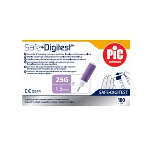 Lancette digitest safe Pic 25G x 1,5mm  - conf.100 pz.