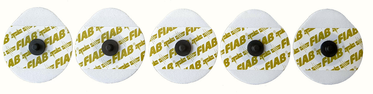 Elettrodi ECG monouso ovali radiotrasparenti in foam a gel solido per adulti FIAB F9069RM - 42 x 45 mm - attacco snap - conf. 50 pz.