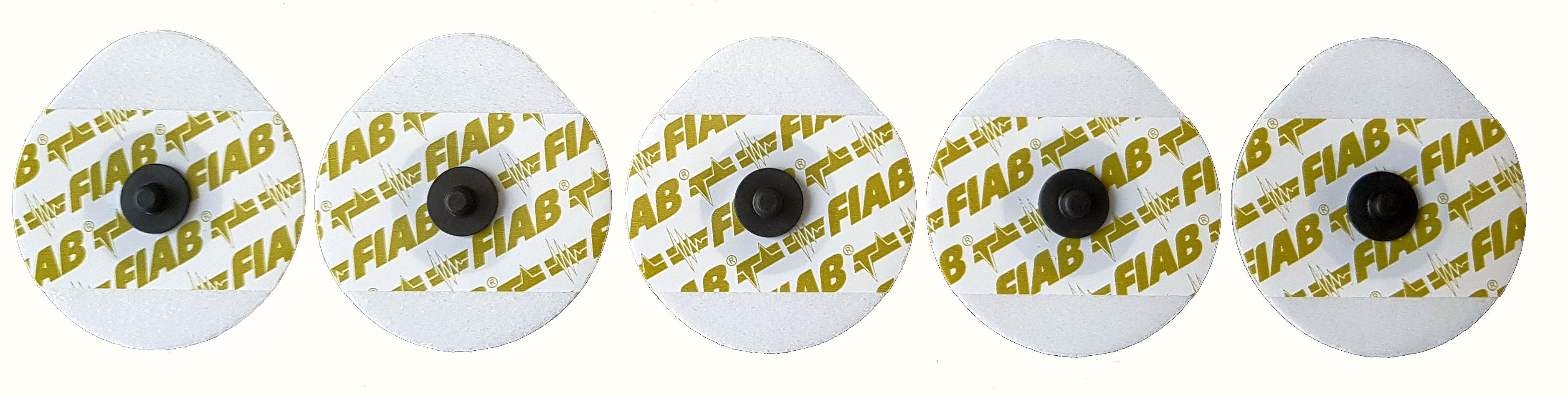 Elettrodi Fiab monouso F9069RM in FOAM - gel solido clip in carbonio - 42x45 mm ovale amagnetico - Conf.50 pz