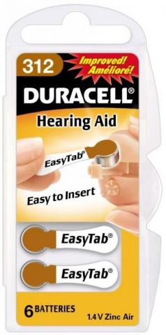 Pile Duracell 312 marrone per apparecchi acustici - Conf. 6 pz.