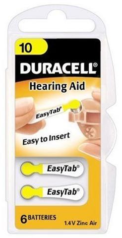 Pile Duracell 10 giallo per apparecchi acustici - Conf. 6 pz.