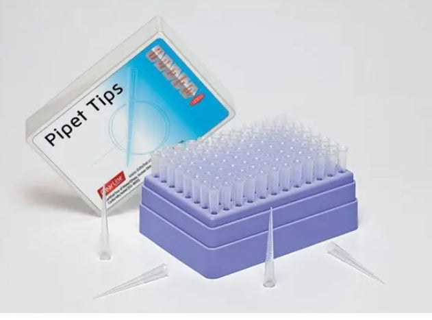 Puntali senza filtro 1 - 200 µl  sterile  rack con coperchio  (puntale universale-lunghezza 50,7 mm) conf.960