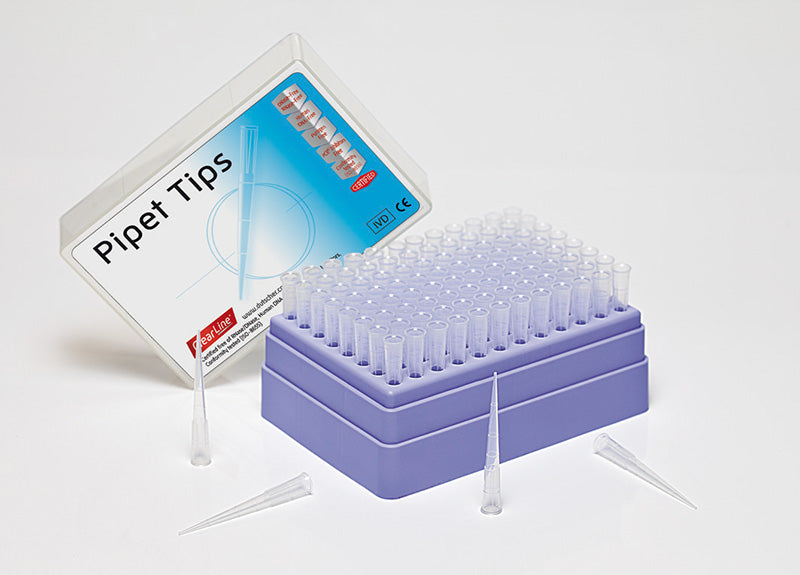Puntale standard con filtro ClearLine sterile in rack con coperchio calzante
