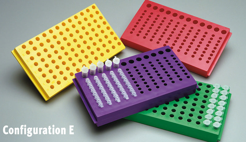Rack doppia faccia colore arancio per microtubi (Config. E)