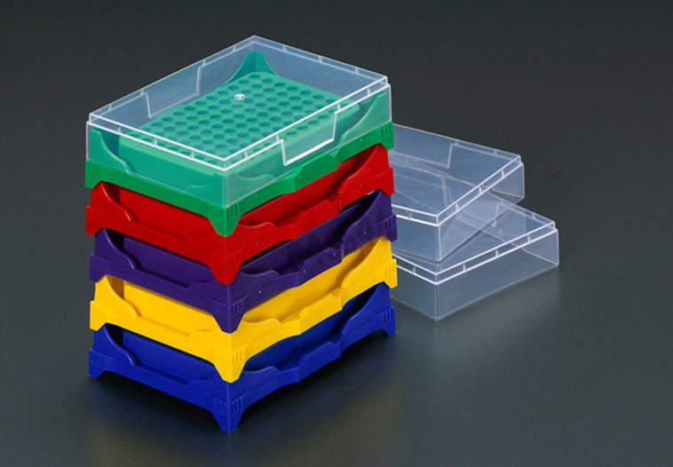 Rack PCR (5 colori : blu, giallo, rosso, verde, violetto) con coperchio 5pz