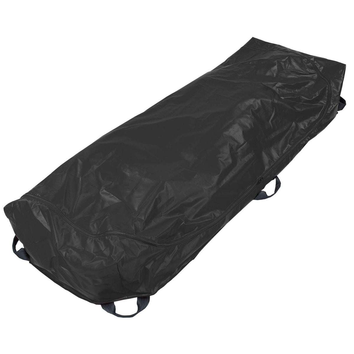 Black cadaver bag in polyfin fabric with 6 handles, book opening