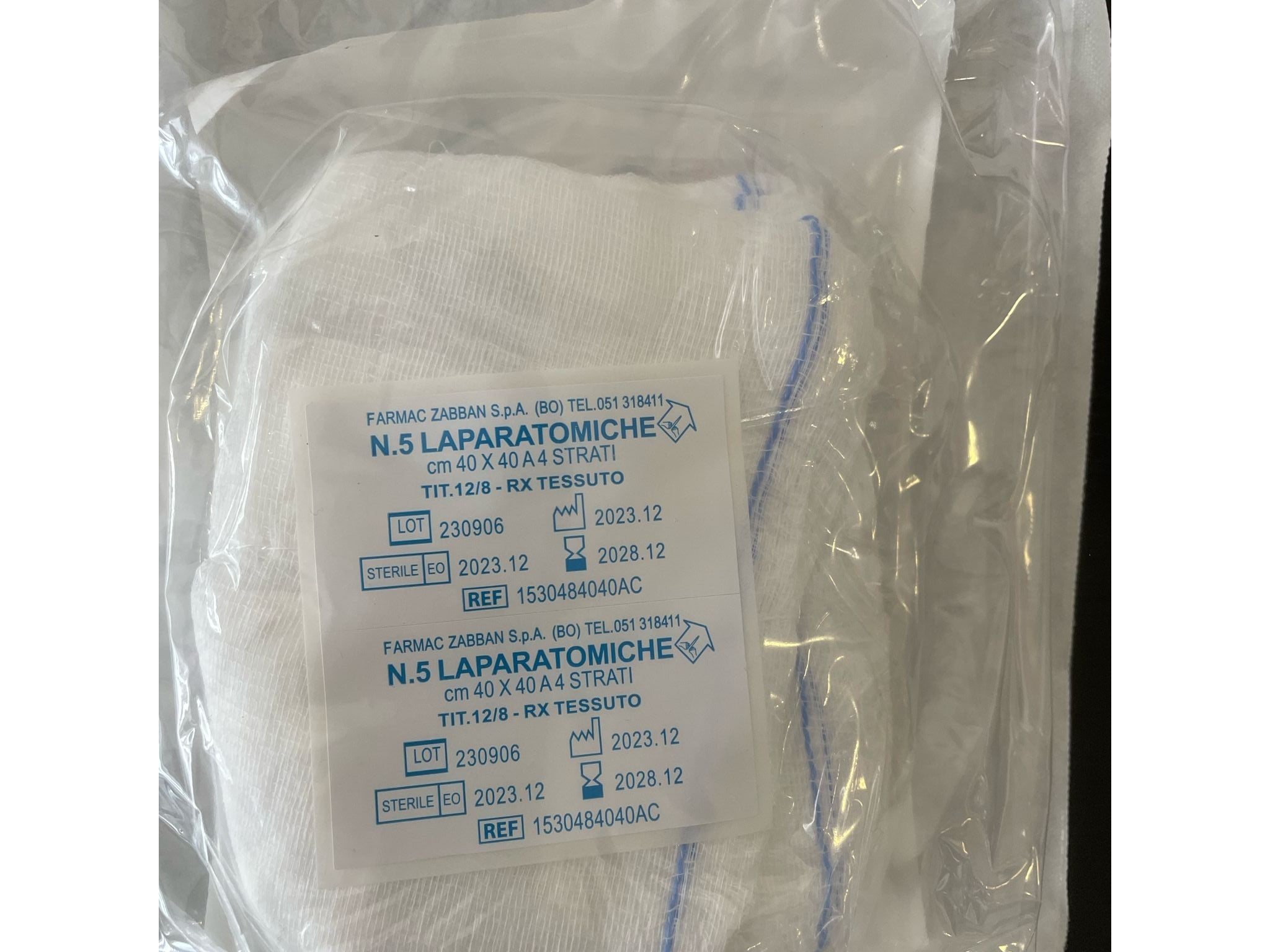 FARMAC-ZABBAN Garze laparatomiche 4 strati RX sterili 12/8