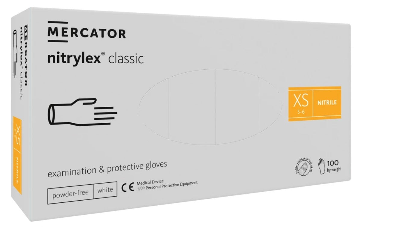 Guanti in nitrile bianchi - senza polvere - Nytrilex Classic - conf.100 pz.
