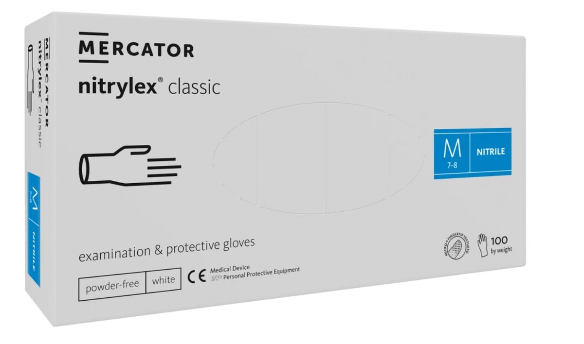 Guanti in nitrile bianchi - senza polvere - Nytrilex Classic - conf.100 pz.