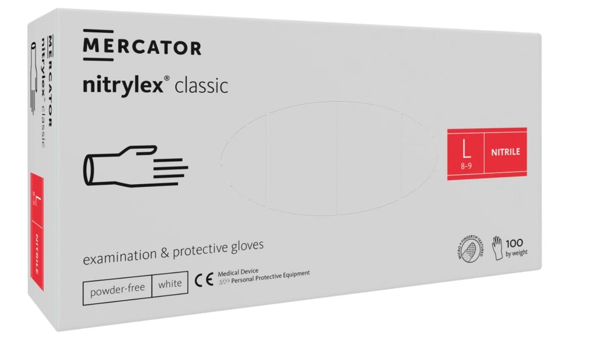Guanti in nitrile bianchi - senza polvere - Nytrilex Classic - conf.100 pz.