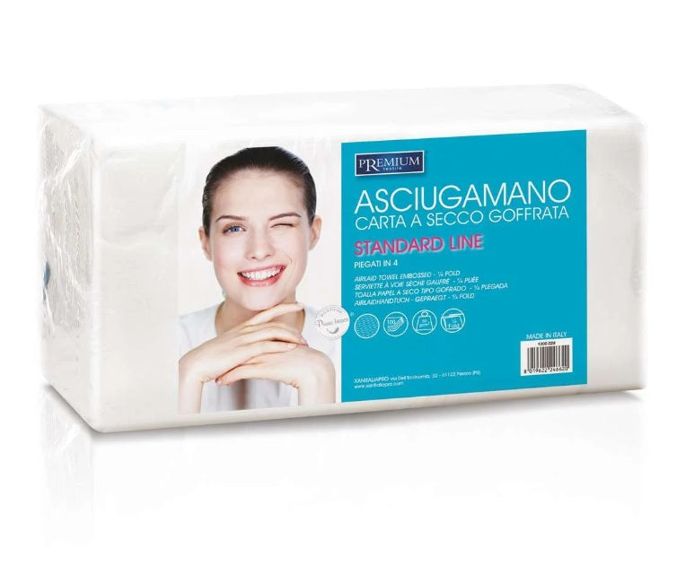 Asciugamano carta secco goffrata doppia S piegato in 4 - Conf.100 pz