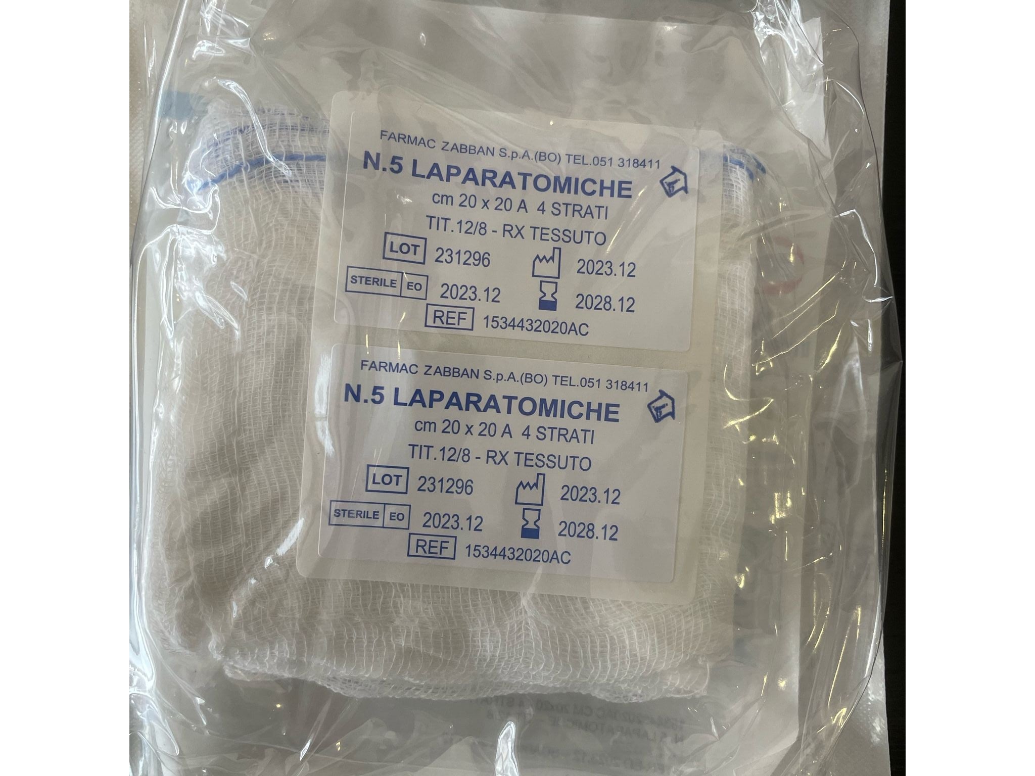 FARMAC-ZABBAN Garze laparatomiche 4 strati RX sterili 12/8