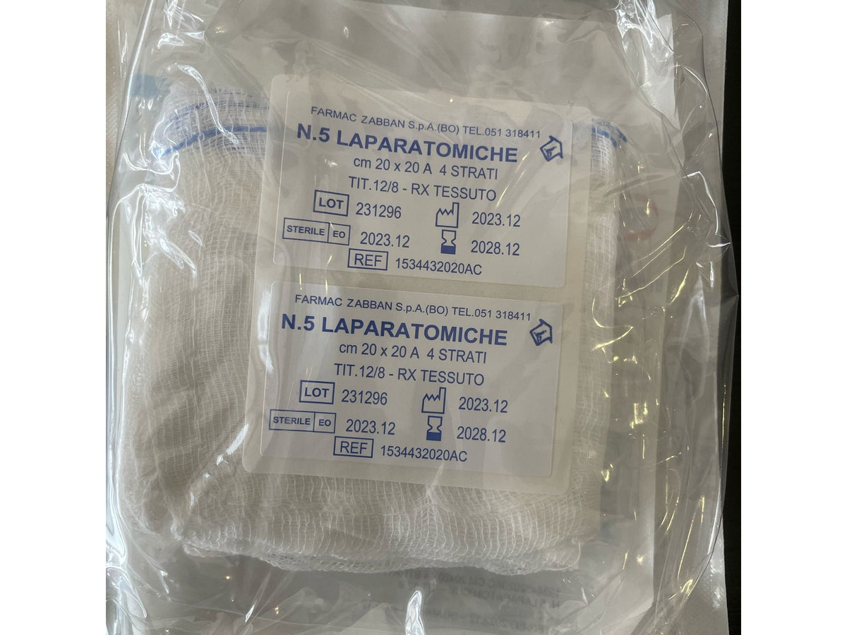 Garze laparotomiche sterili 4 strati con filo RX Farmac-Zabban