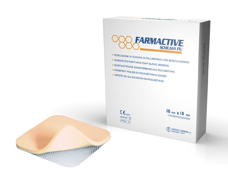 Medicazione sterile in schiuma PU con bordo adesivo - cm 10x10 - conf.10 pz.