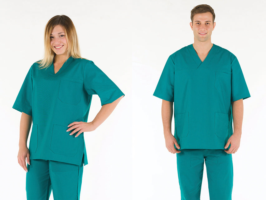 Uniforme hospitalaria unisex verde completa manga corta