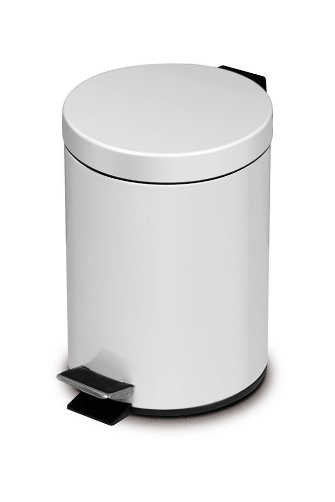 Pattumiera a pedale in metallo laccato 3 L con soft close - 648 - Bianco laccato