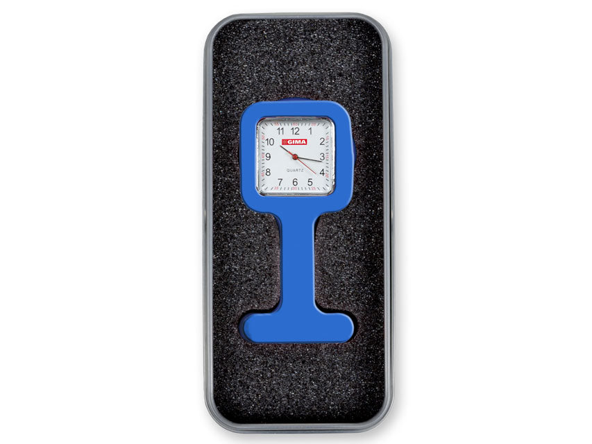 Orologio per infermieri con scatola alluminio - quadrato - blu - 1 pz.