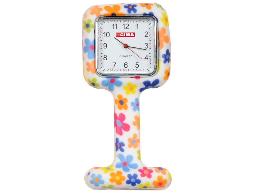 Orologio per infermieri quadrato - fantasia fiori