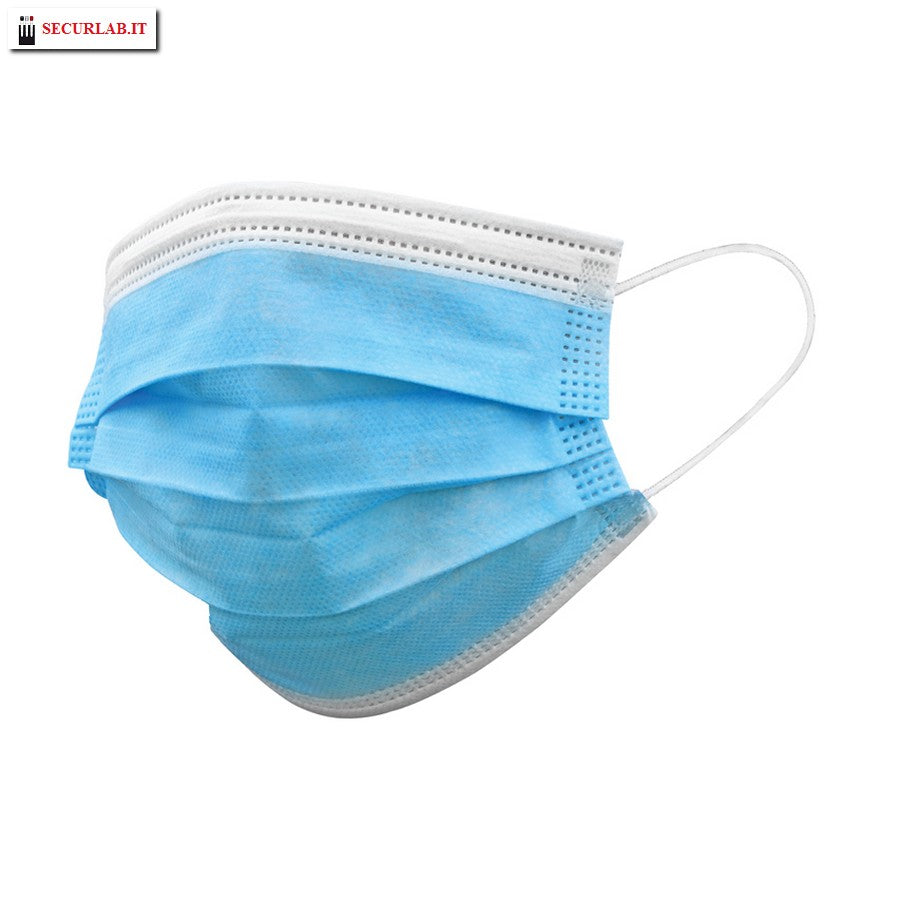 Mascherine chirurgiche filtranti 98% 3 veli tipo II con elastici - adulti - azzurre - Conf.10 pz.