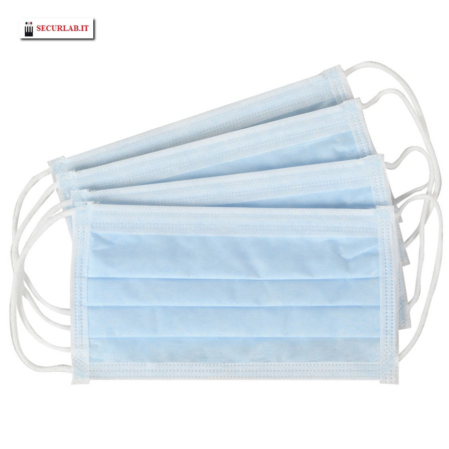 Mascherina chirurgica afluid® a 4 veli con elastici azzurra –  conf. 50 pz.