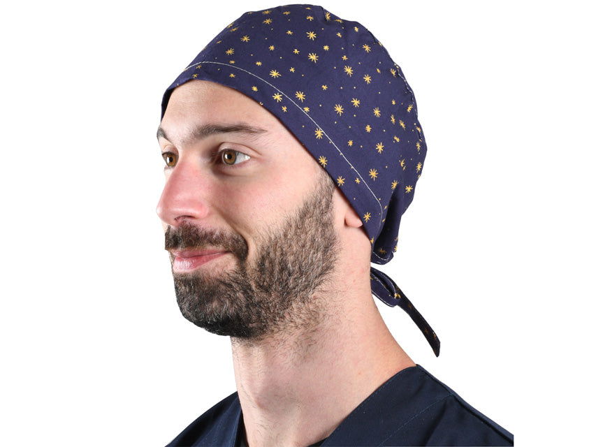 Cappellino chirurgico fantasia blu notte con stelle - M