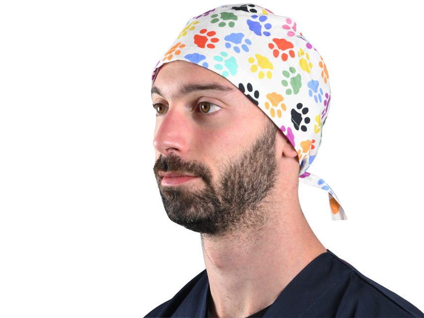 Cappellino chirurgico - fantasia Impronte - L