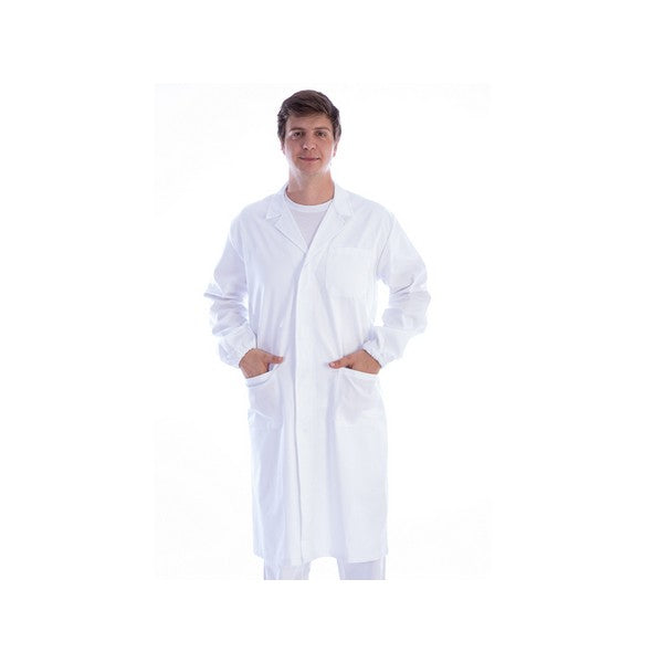 GIMA - Camice bianco unisex con automatici e polsini