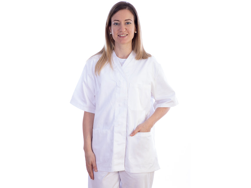 Casacca con bottoni cotone/poliestere donna bianca