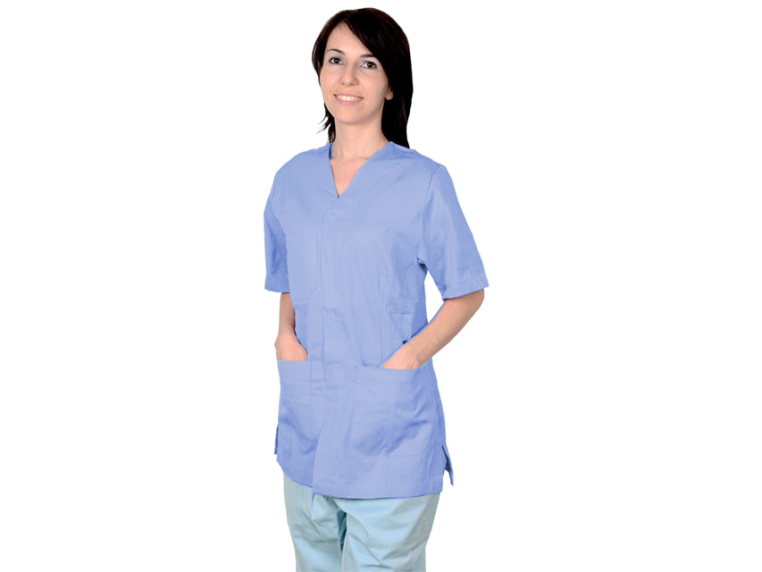 Casacca con bottoni cotone/poliestere unisex azzurra