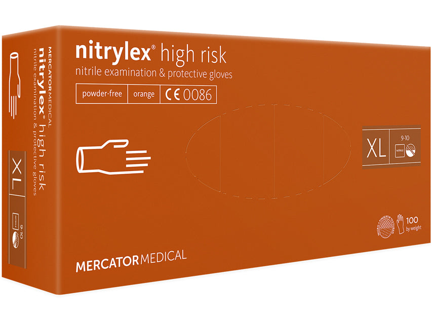 MERCATOR MEDICAL Guanti nitrile nitrylex High Risk orange