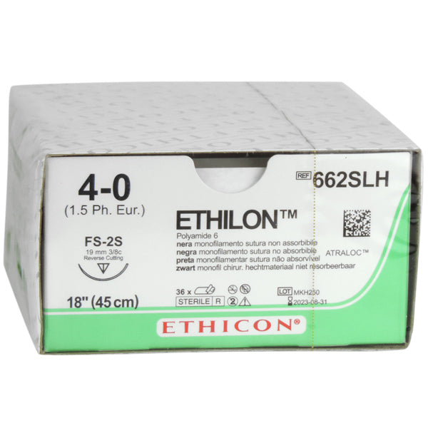 Ethicon Ethilon monofilament suture - 4/0 19 mm needle - Pack of 36 pcs.