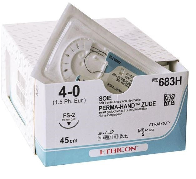 Ethicon Perma-Hand silk suture - 4/0 needle 19 mm - pack of 1 pc.