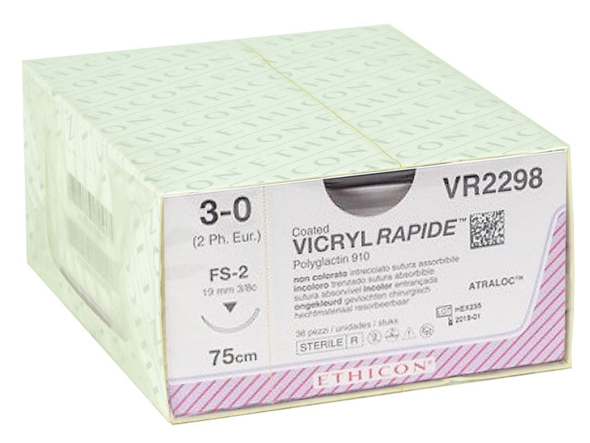 Sutura assorbibile ethicon vicryl rapid - 3/0 ago 19 mm - conf. 36 pz.