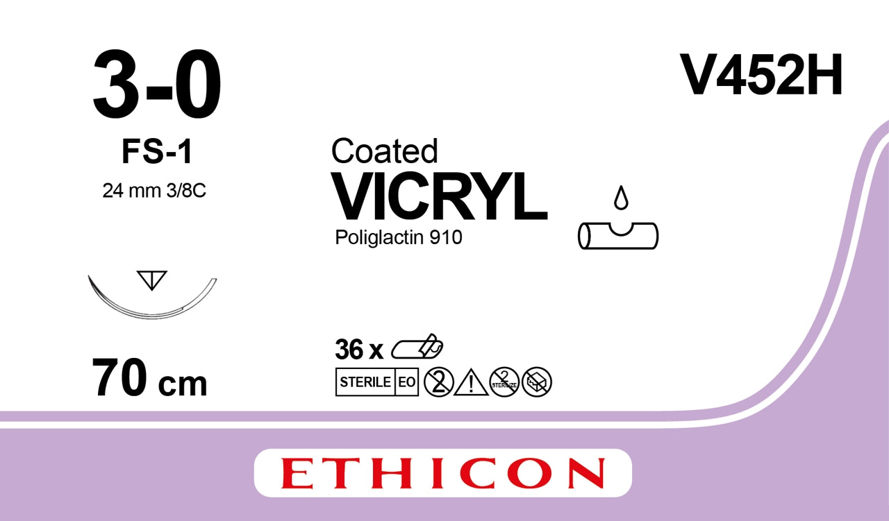 Sutura assorbibile ethicon vicryl - 3/0 ago 24 mm - conf. 36 pz.