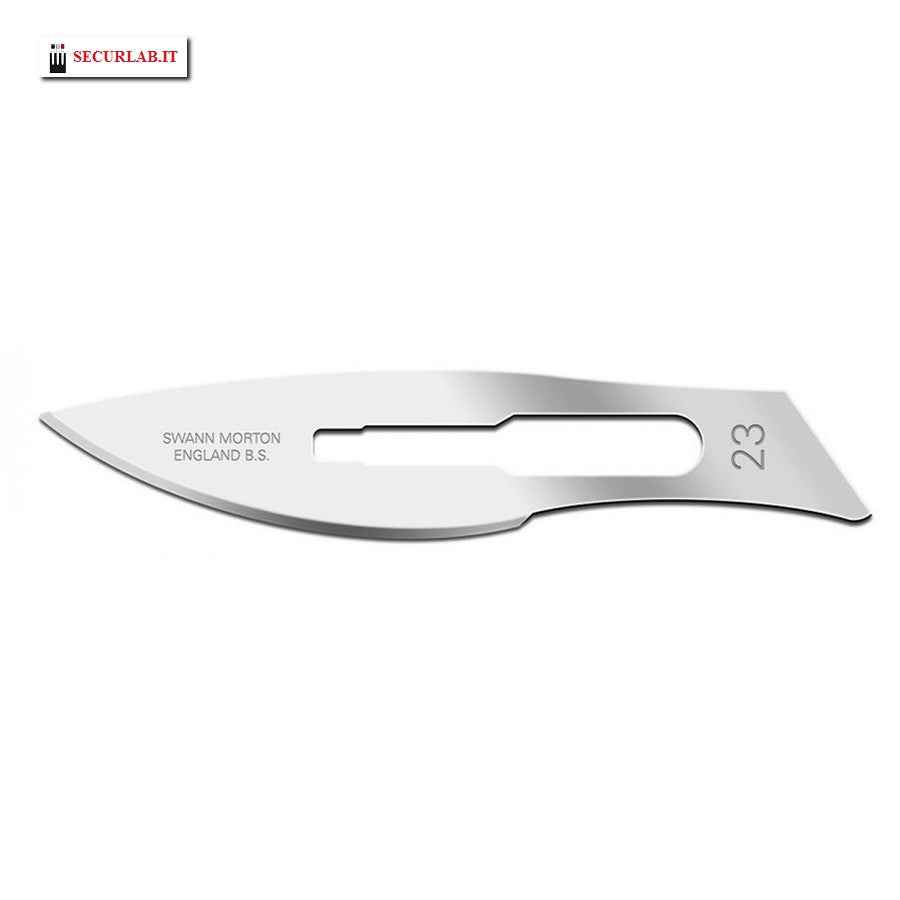 Lame bisturi monouso sterili Swann-Morton in acciaio al carbonio - n.23 - Conf.100 pz.