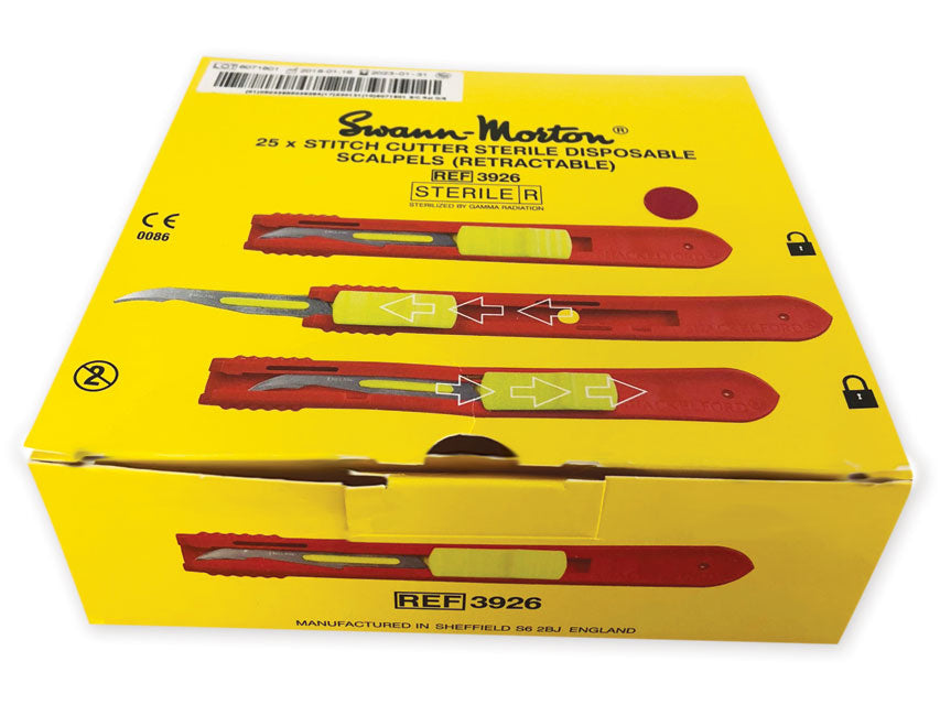 Sicherheits-Klammerentferner mit einziehbarer Klinge s/s - steril, Packung 25 Stk.
