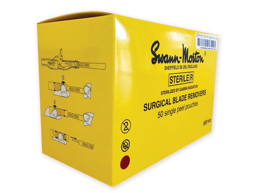 Steriles Gerät zur Entfernung von Skalpellklingen Swann-Morton - Packung mit 50 Stück.