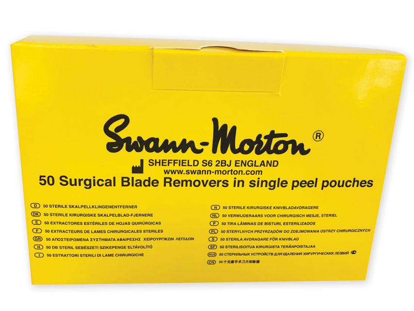 Steriles Gerät zur Entfernung von Skalpellklingen Swann-Morton - Packung mit 50 Stück.