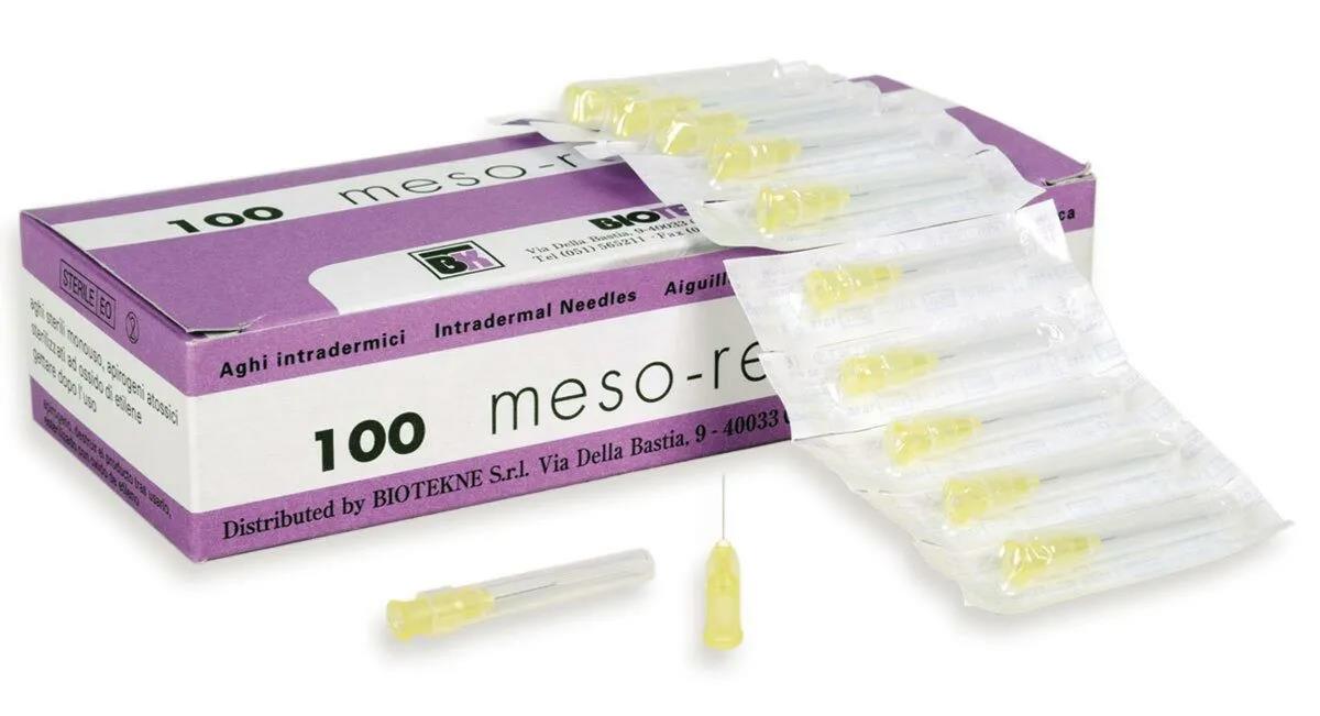 Aghi Mesorelle 30G luer per filler collagere - 0,30 × 40 mm - giallo - conf. 100 pz.