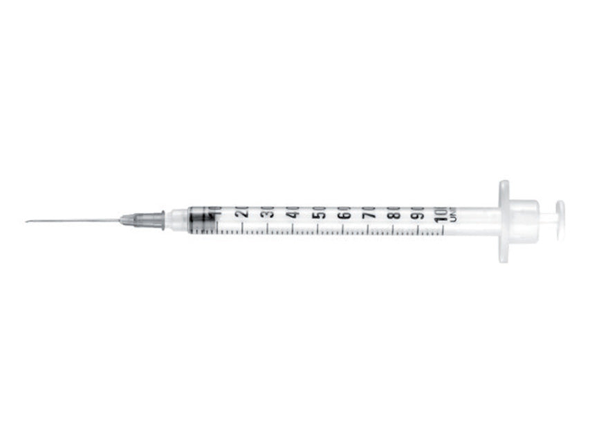 Siringhe da 1 ml INS 27G 0,4 x 12,7 mm cono luer centrale con ago montato residuo zero - Conf.100 pz.
