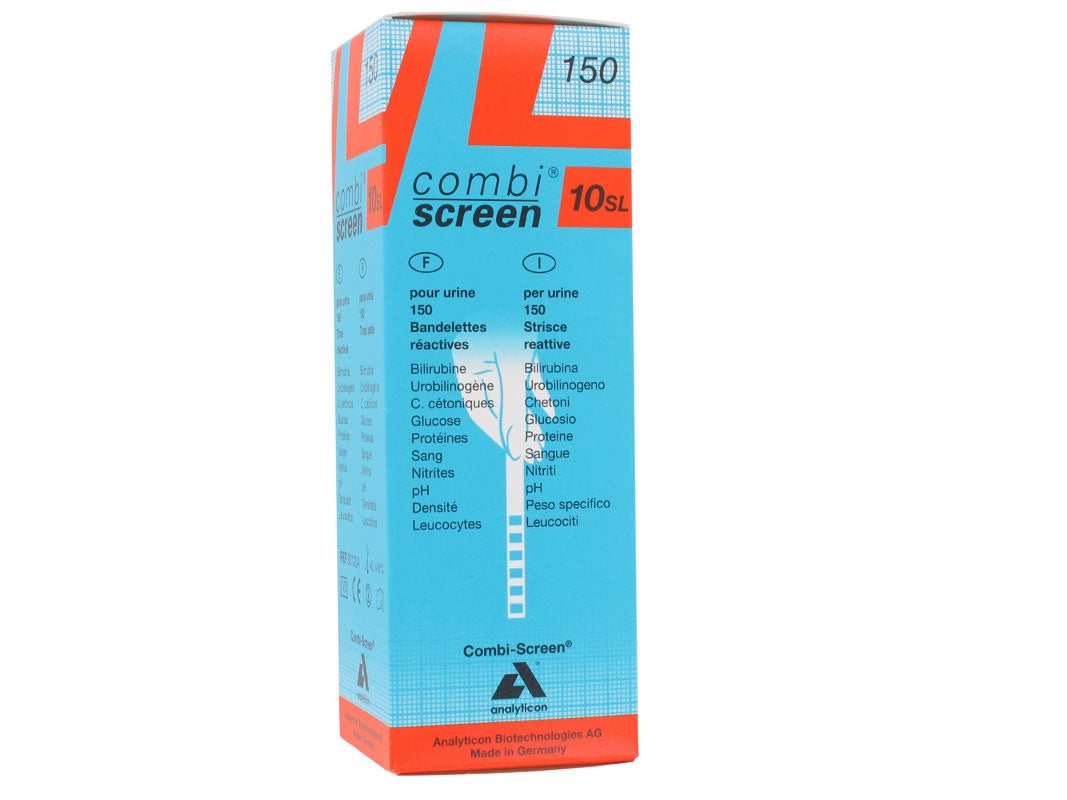 Strisce urine 10 parametri Combi Screen prive di protezione dall'acido ascorbico - conf.150 pz.