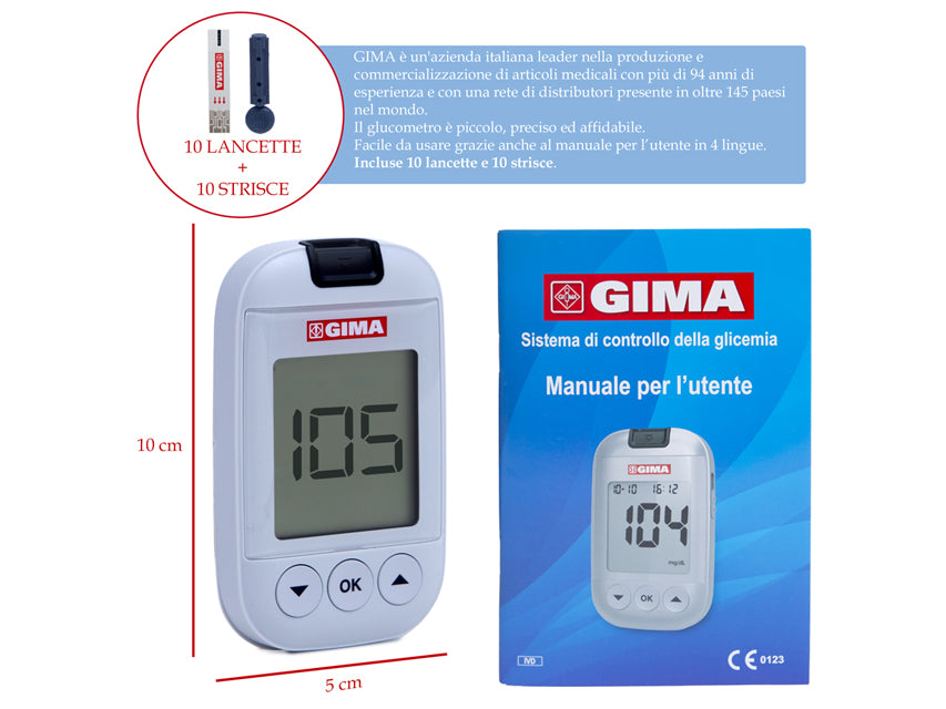 Kit completo glucometro GIMA mg/dl